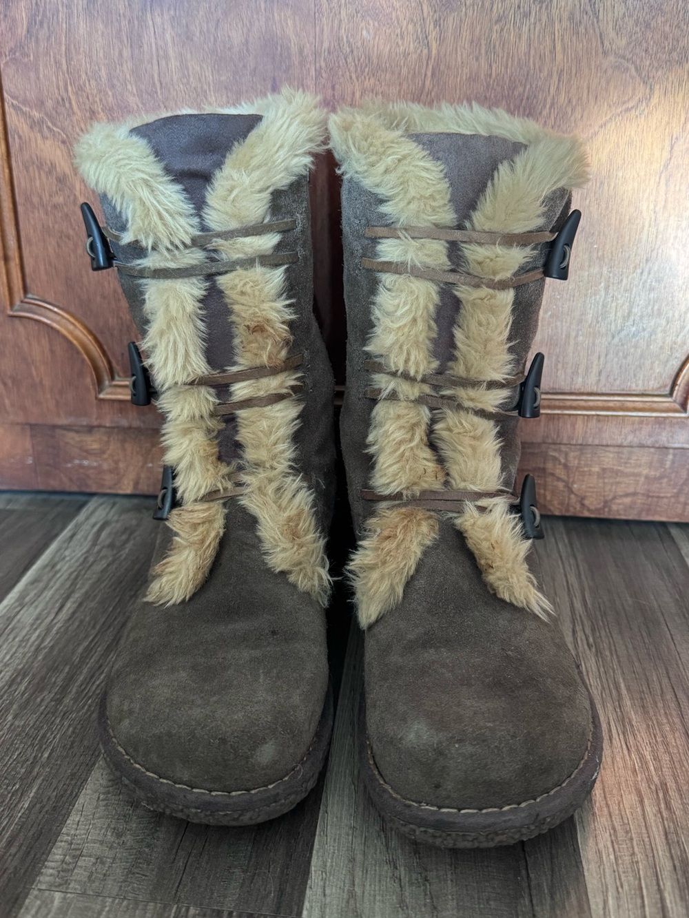 Earth Spirit Peak Brown Suede Faux Fur Mid-Calf Winter Boots Size 8.5